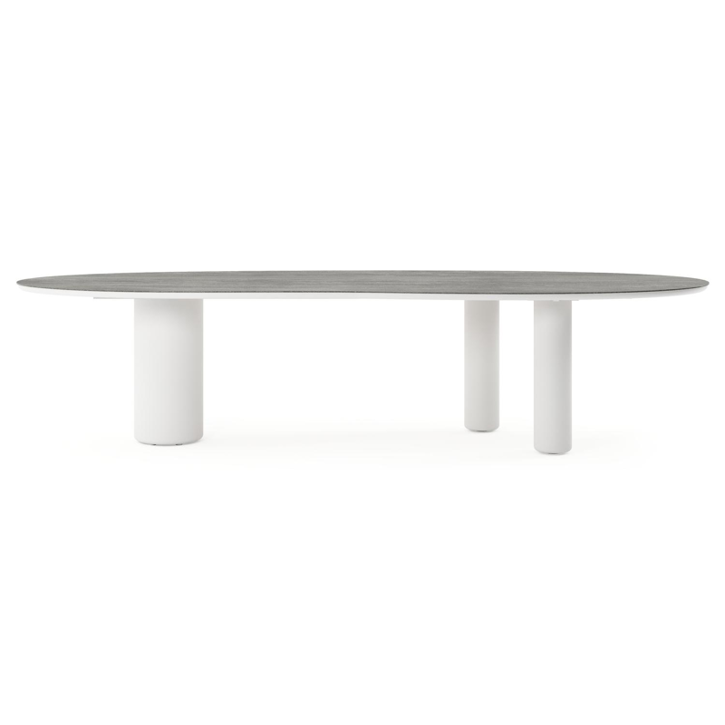 Amico tuintafel organisch in wit aluminium en volkeramiek Aspen Grey - L 320 x B 120 x H 73.5 cm