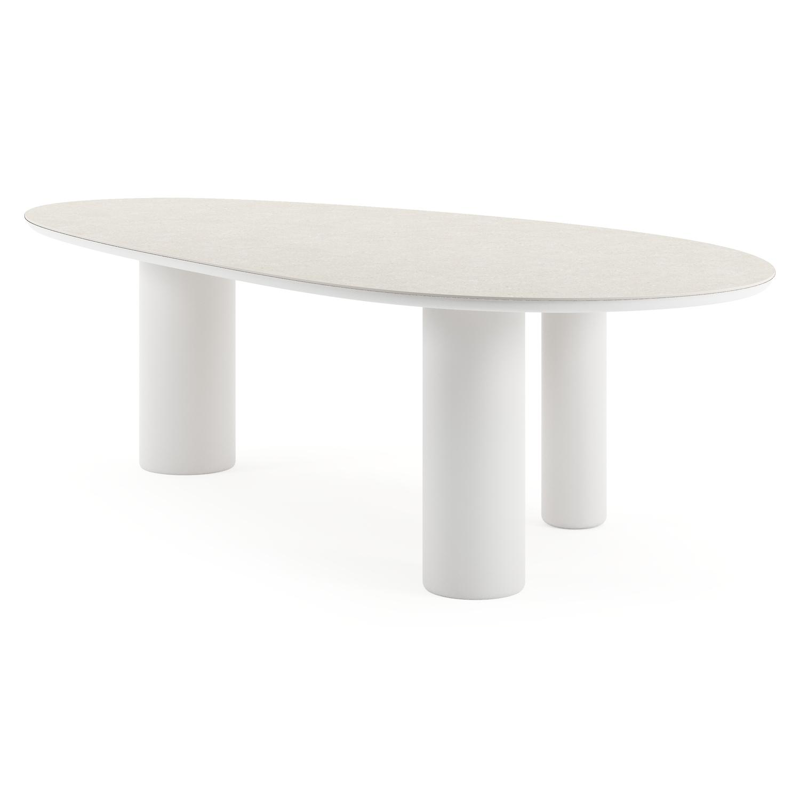 Amico tuintafel mango in wit aluminium en volkeramiek Shilin - L 260 x B 130 x H 73.5 cm