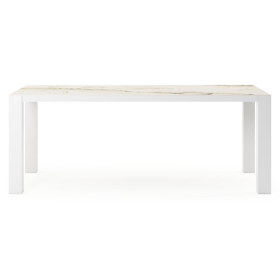 Nano tuintafel rechthoekig in wit aluminium en volkeramiek colorado dunes - L 200 x B 100 x H 75 cm