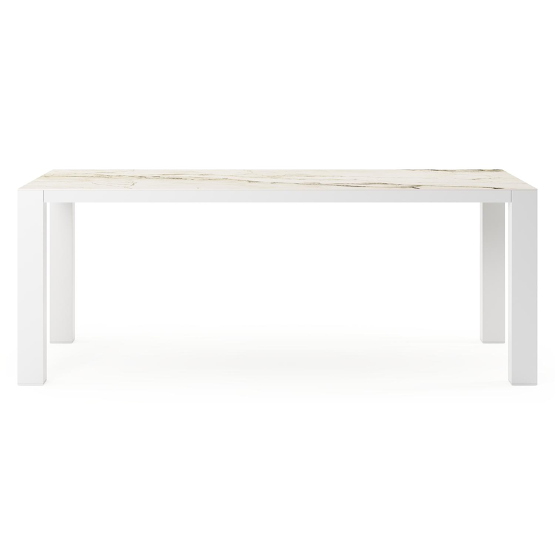 Nano tuintafel rechthoekig in wit aluminium en volkeramiek colorado dunes - L 200 x B 100 x H 75 cm