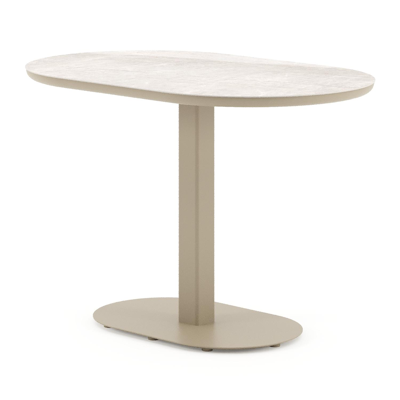 Teramo tuintafel bombo in beige aluminium en volkeramiek Taj Mahal - L 110 x B 70 x H 73.7 cm