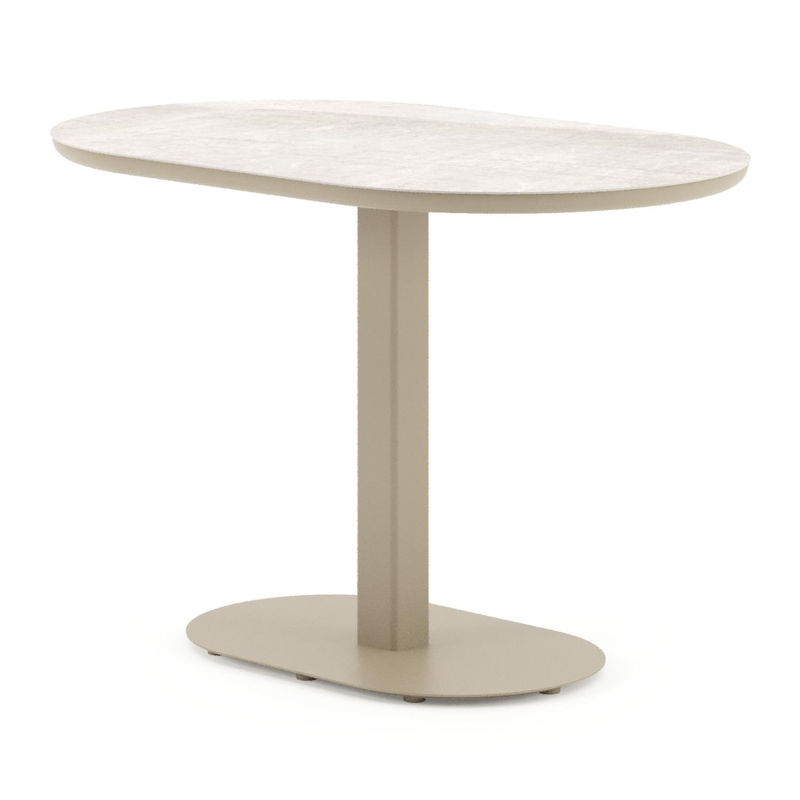 Teramo kantelbare tuintafel bombo in beige aluminium en volkeramiek Taj Mahal - L 110 x B 70 x H 74 cm