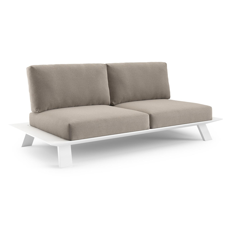 Cesano loungebank in wit aluminium met savane coconut all weather Sunbrella® luxe kussen