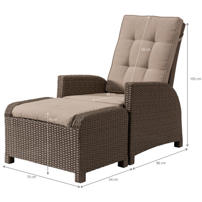 Roma loungeset in bruine wicker met polyester kussens bruin-lichtbruin - wicker en polyester - 2 personen