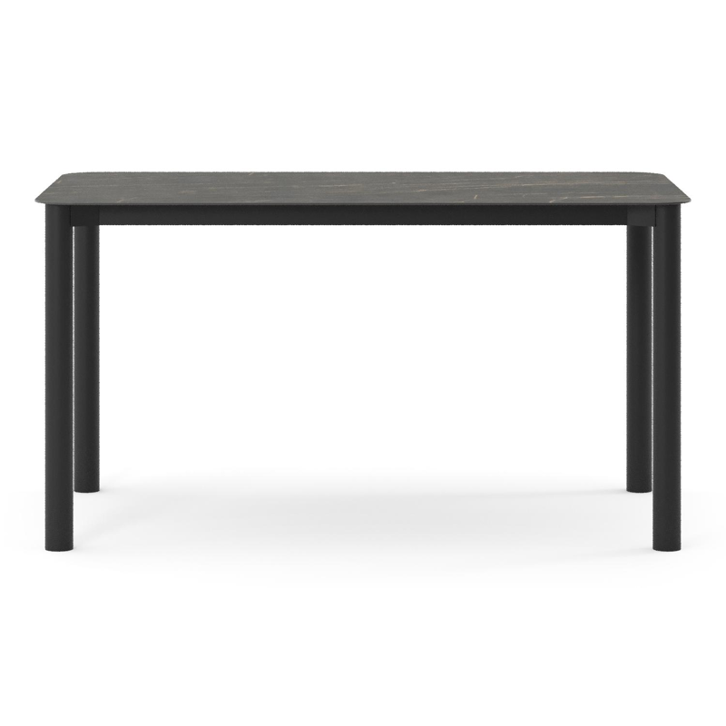 Orso tuintafel rechthoekig afgerond in zwart aluminium en volkeramiek Black Obsession - L 140 x B 80 x H 74.5 cm