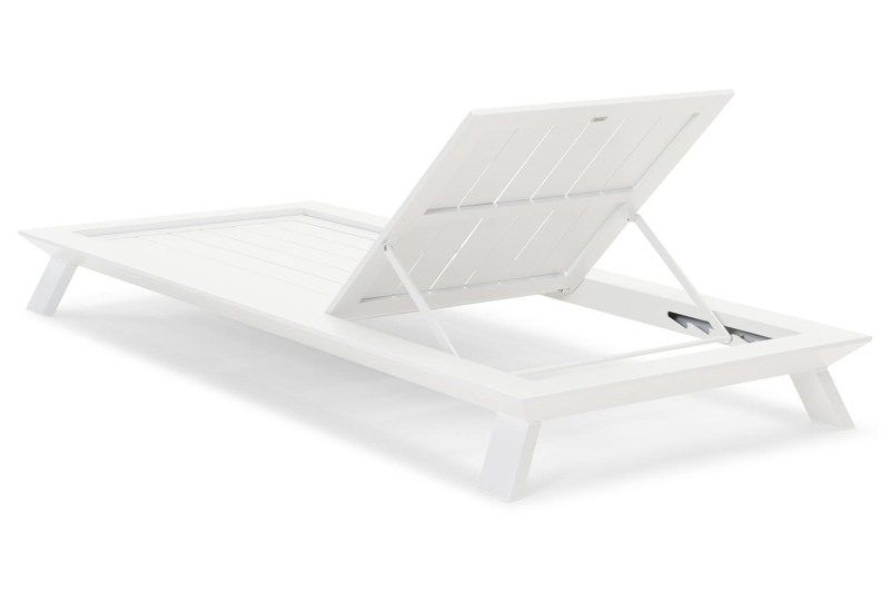 Cesano verstelbaar ligbed in wit aluminium met marbella beige all weather cosytica kussen