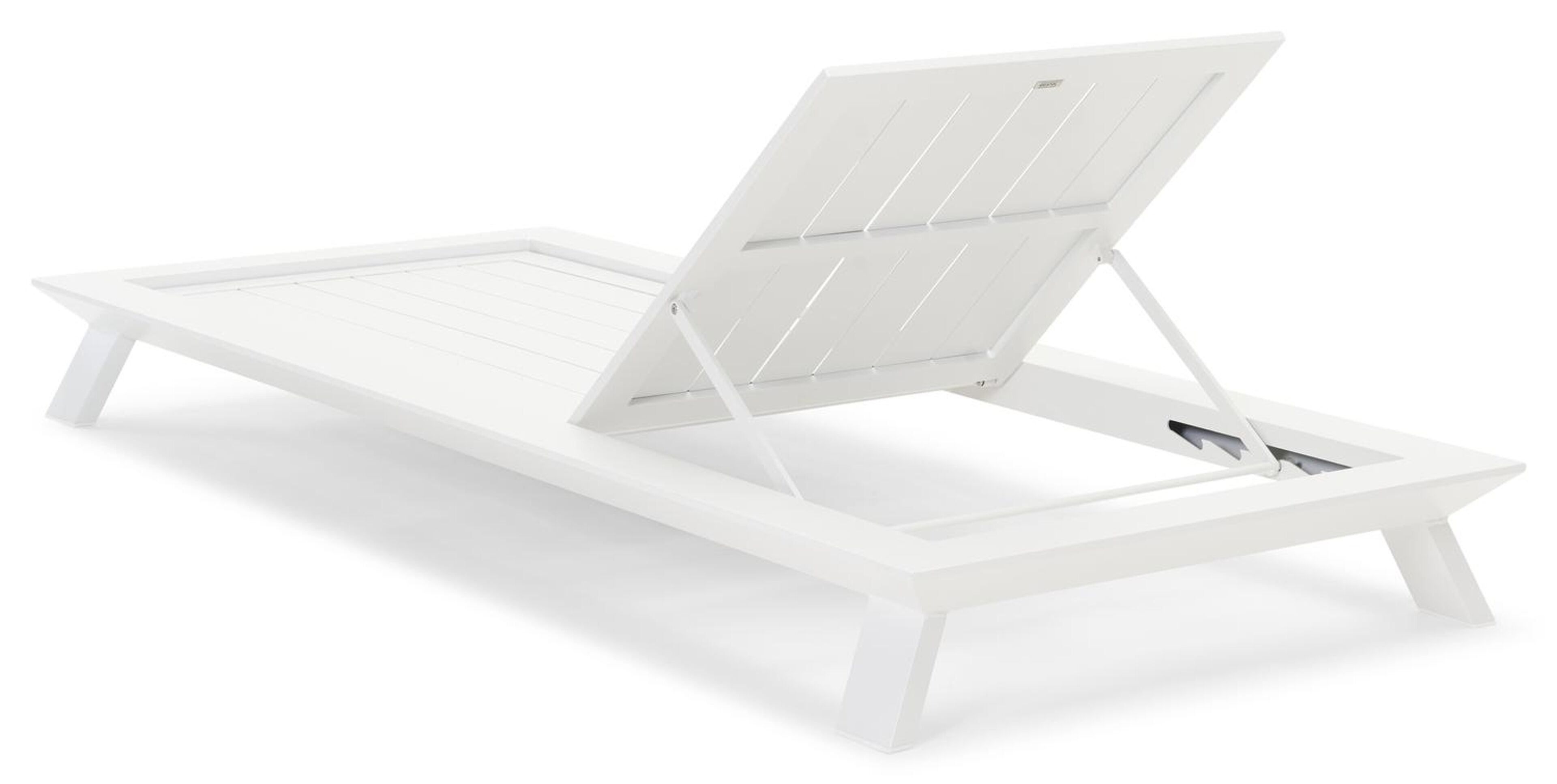 Chaise longue réglable Cesano en aluminium blanc avec All Weather Sunbrella® luxe savane tornado coussin