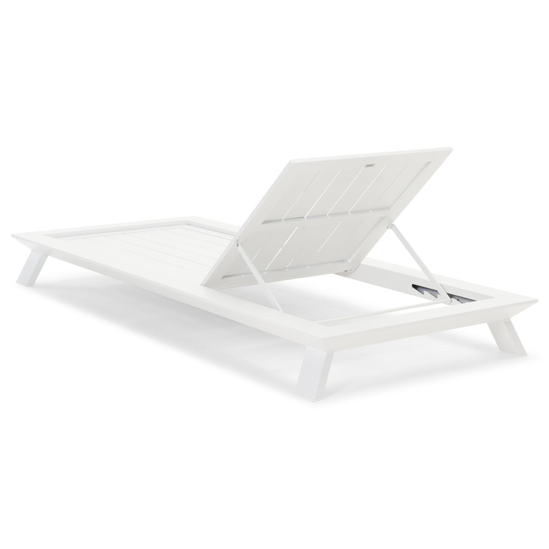 Cesano verstelbaar ligbed in wit aluminium met savane tornado all weather sunbrella® luxe kussen