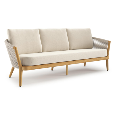 Canapé de jardin Orso en tecken corde luxe plate tissée verticalement beige et coussins en all weather cosytica Althea Off White