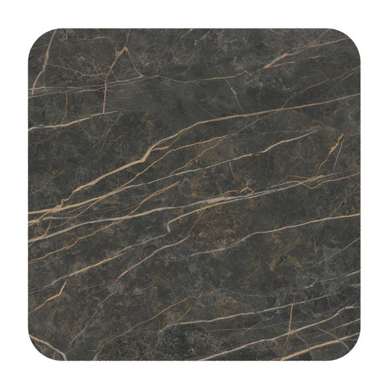 Orso tuintafel rechthoekig afgerond in beige aluminium en volkeramiek Black Obsession - L 90 x B 90 x H 74.5 cm