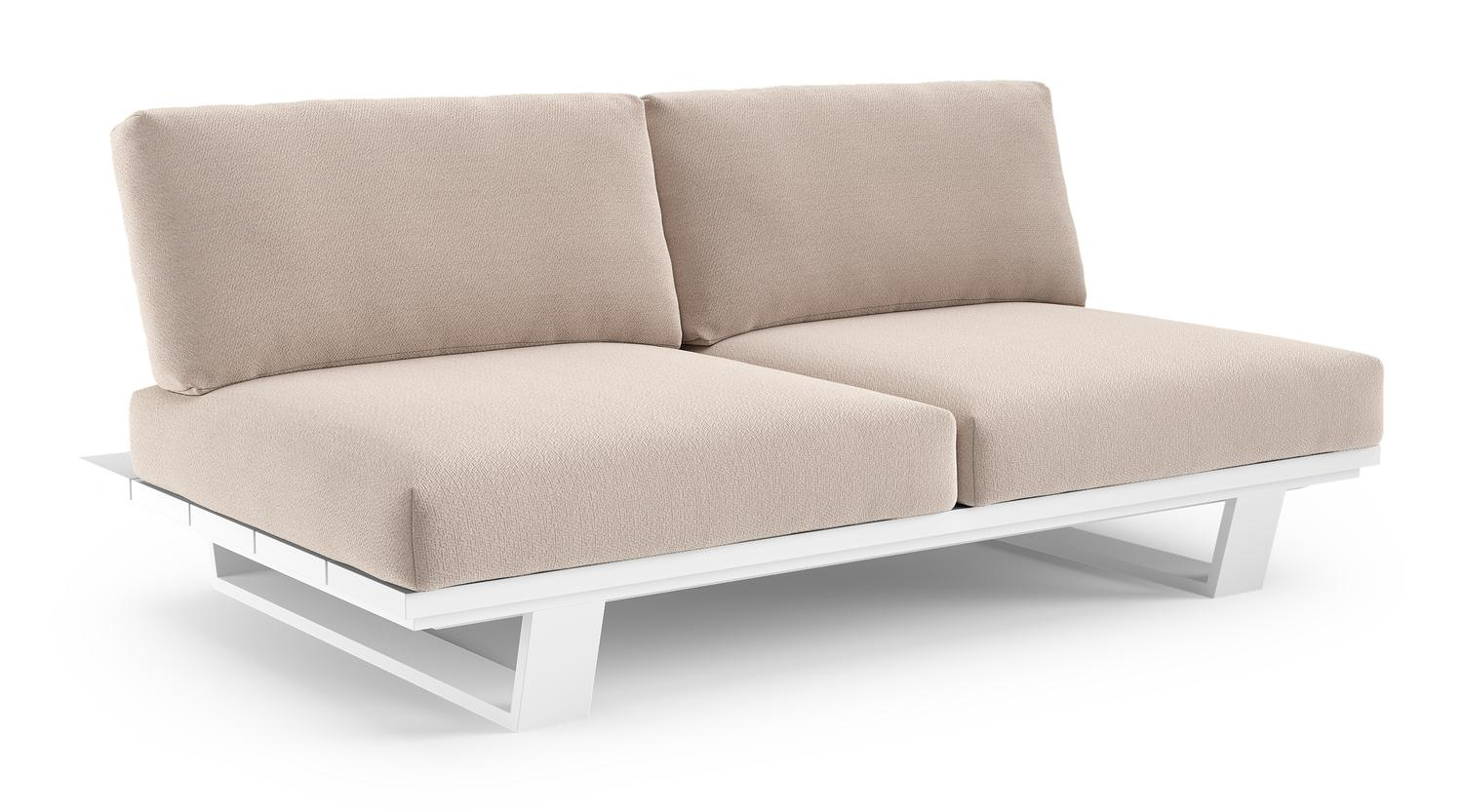 Pagino loungebank in wit aluminium met wander pilat all weather sunbrella® luxe kussen