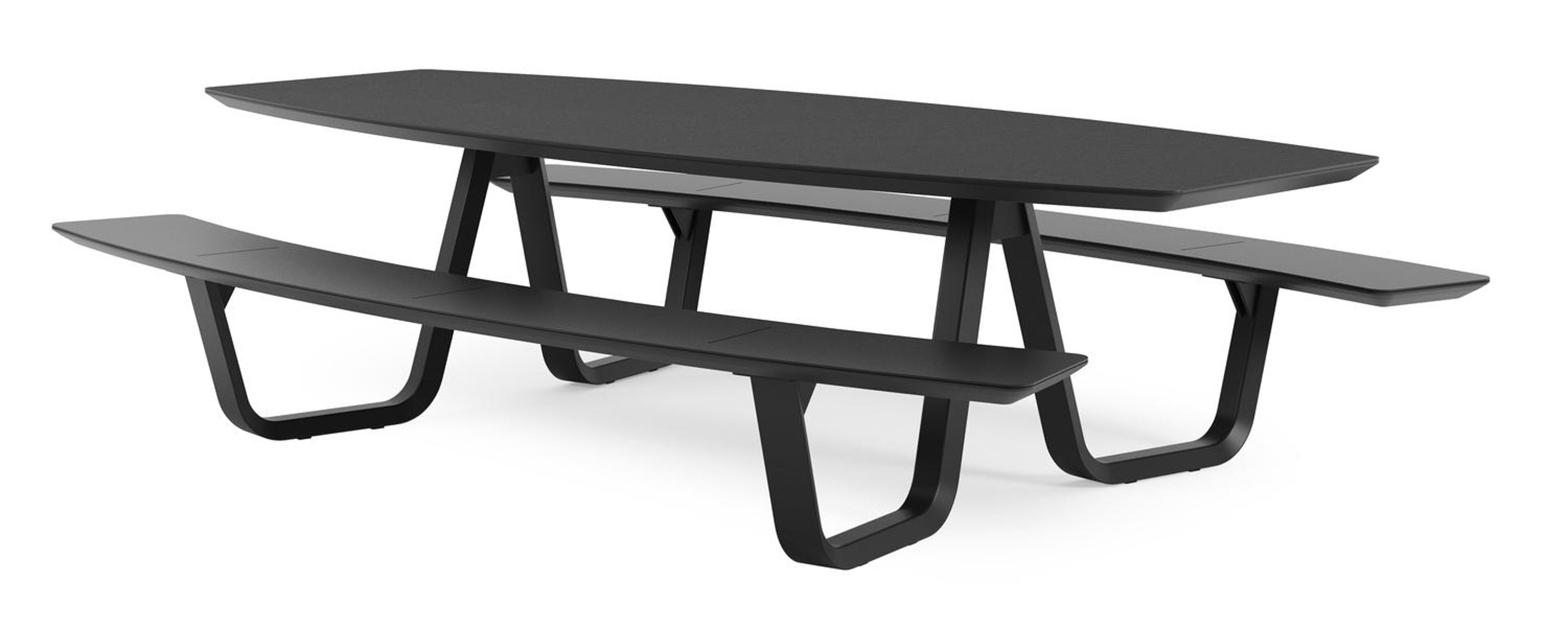 Table de pique-nique Forno forme de bateau en aluminium noir et céramique pleine - Lg.ong. 280 x - Lg. 280 x Lrg. 192 x Haut. 72 cm