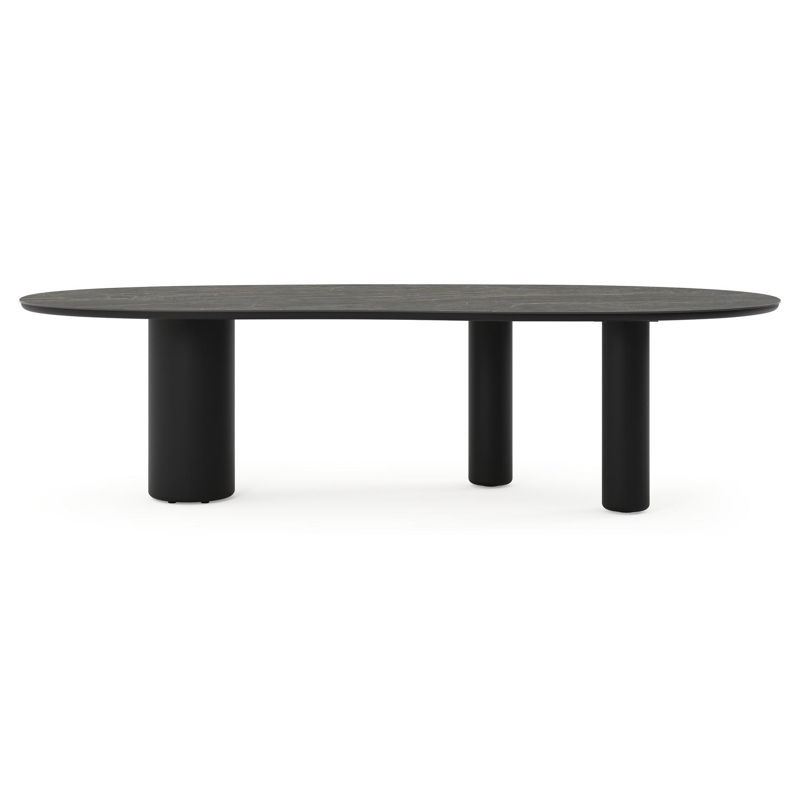 Table de jardin Amico organique en aluminium noir et céramique pleine Black Obsession - Lg. 280 x Lrg. 120 x Haut. 73.5 cm