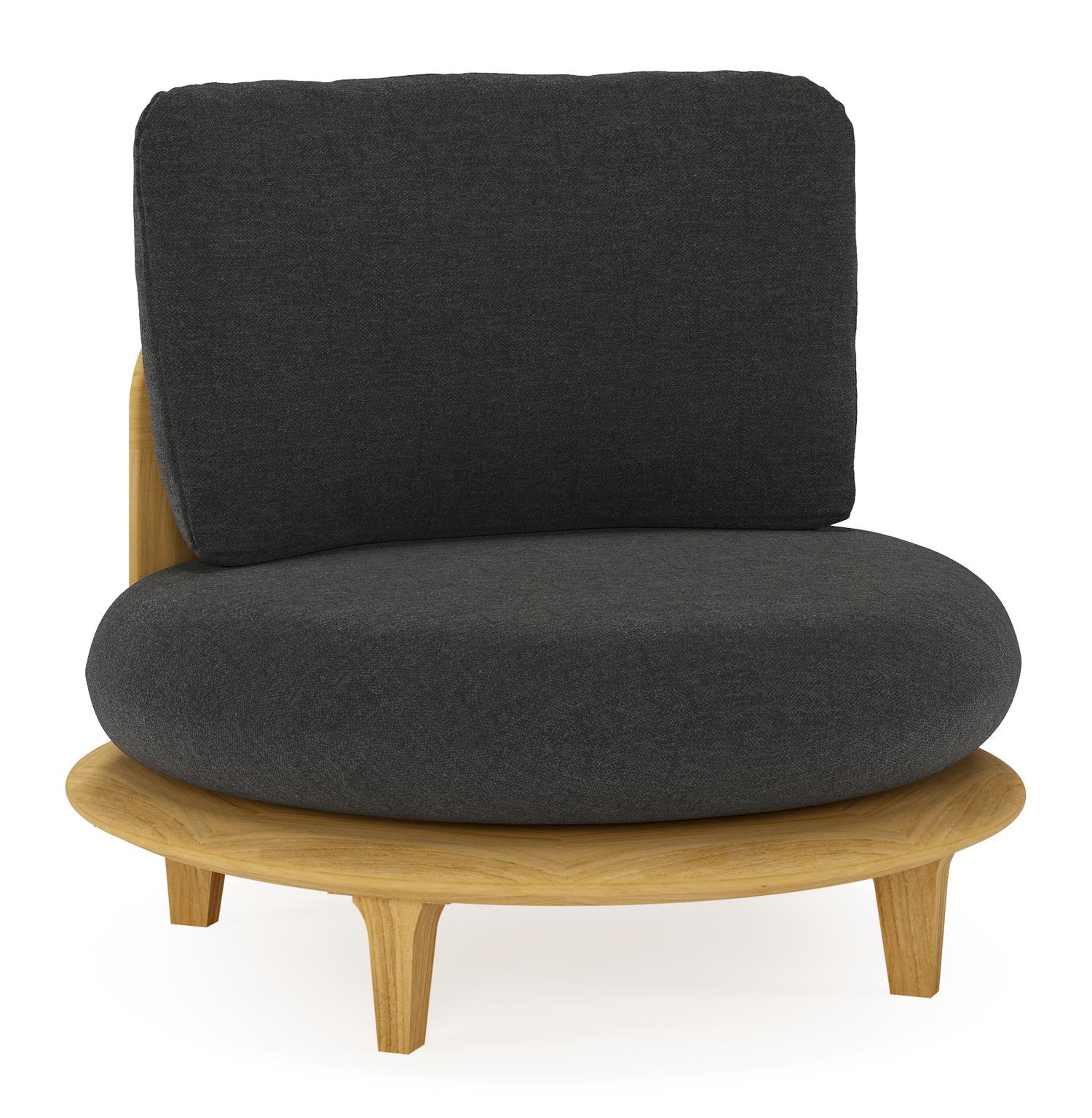 Bomero loungestoel in teak met chartres sooty all weather sunbrella® luxe kussen