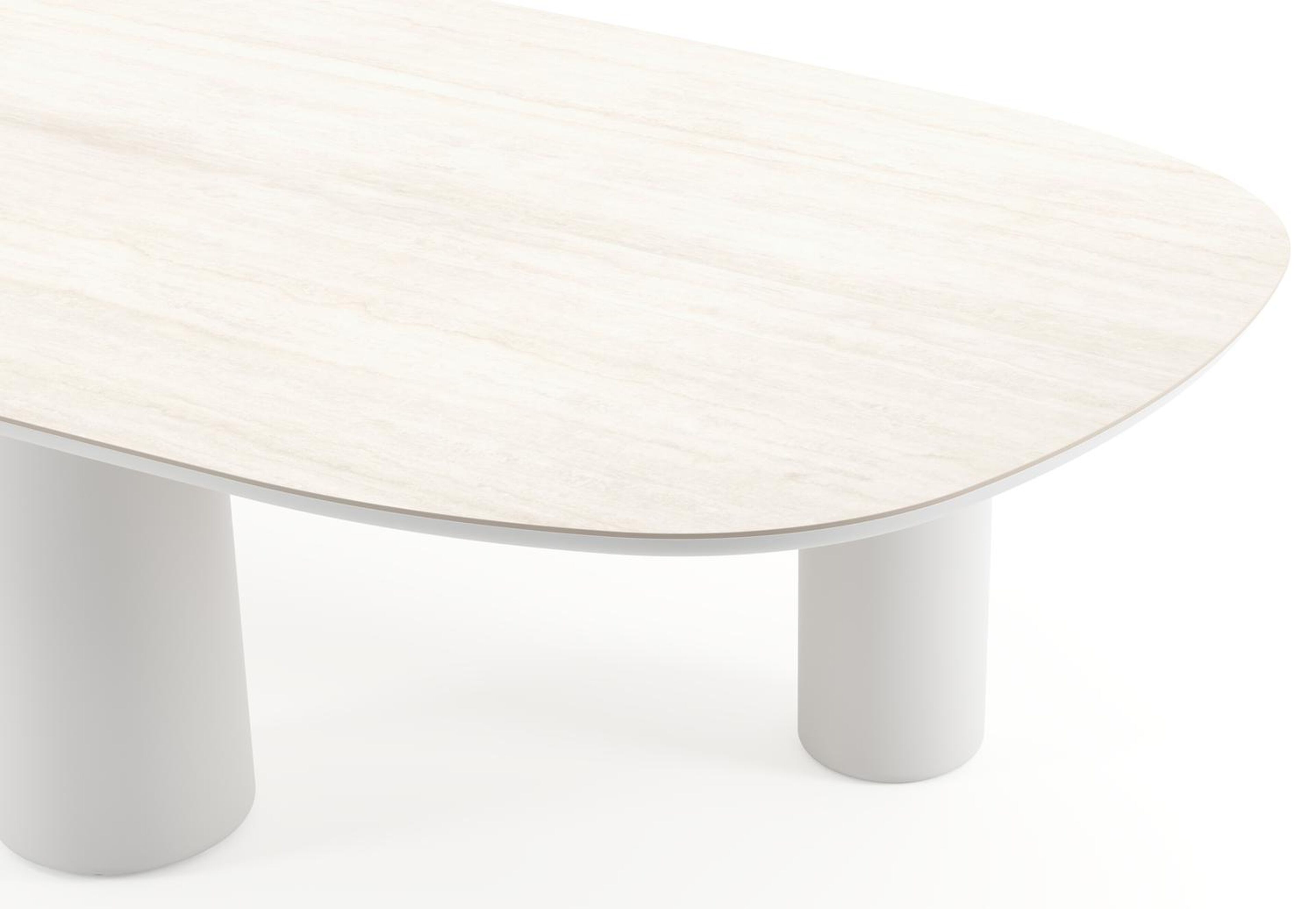 Amico tuintafel bombo xl in wit aluminium en volkeramiek Travertino Bianco - L 320 x B 148 x H 74 cm