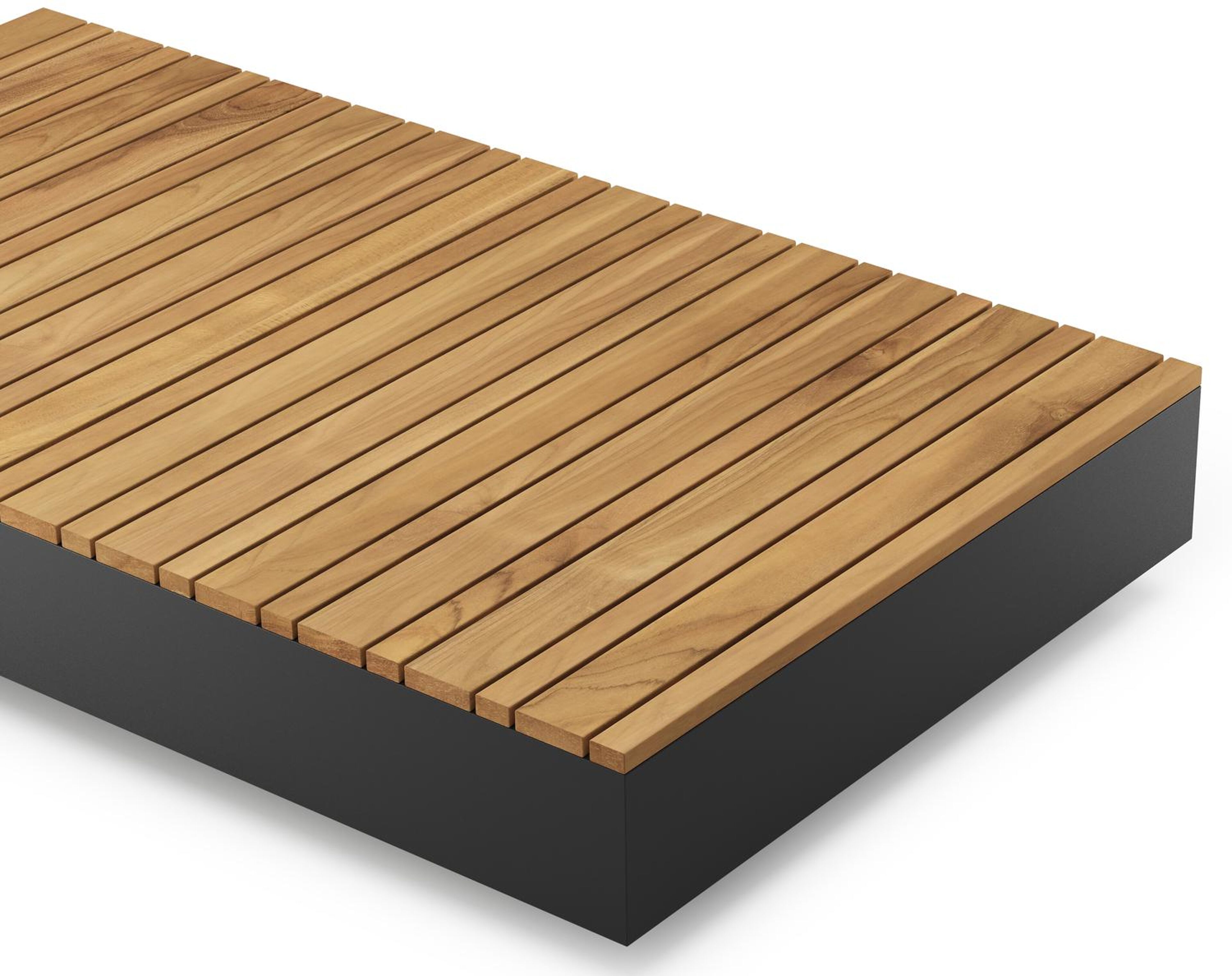 Como loungetafel in zwart aluminium en naturel teak - L 140 x B 80 x H 20 cm