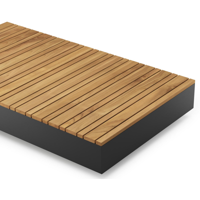 Como loungetafel in zwart aluminium en naturel teak - L 140 x B 80 x H 20 cm