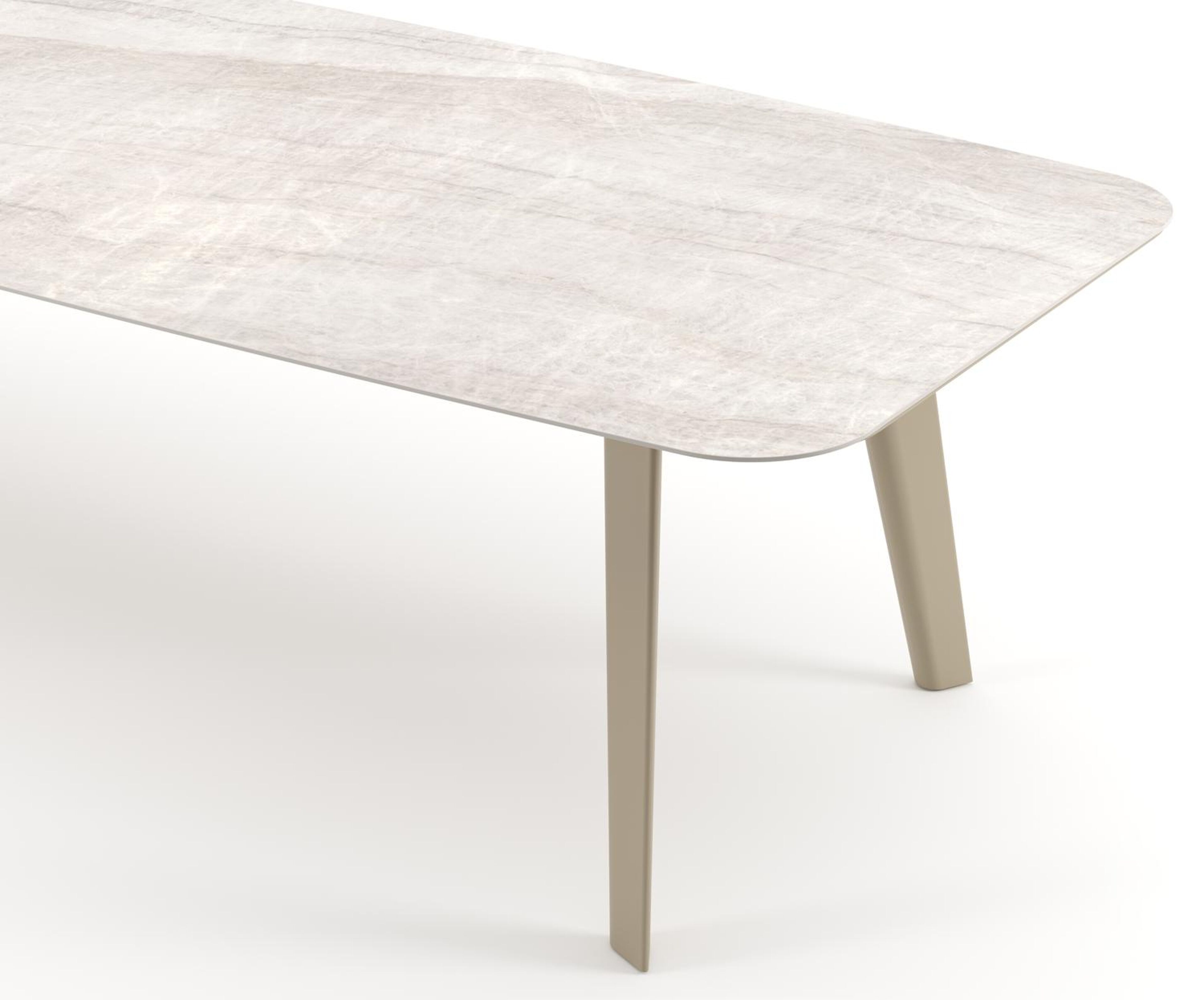Lacrima tuintafel bootvorm in beige aluminium en volkeramiek Taj Mahal - L 315 x B 115 x H 73 cm