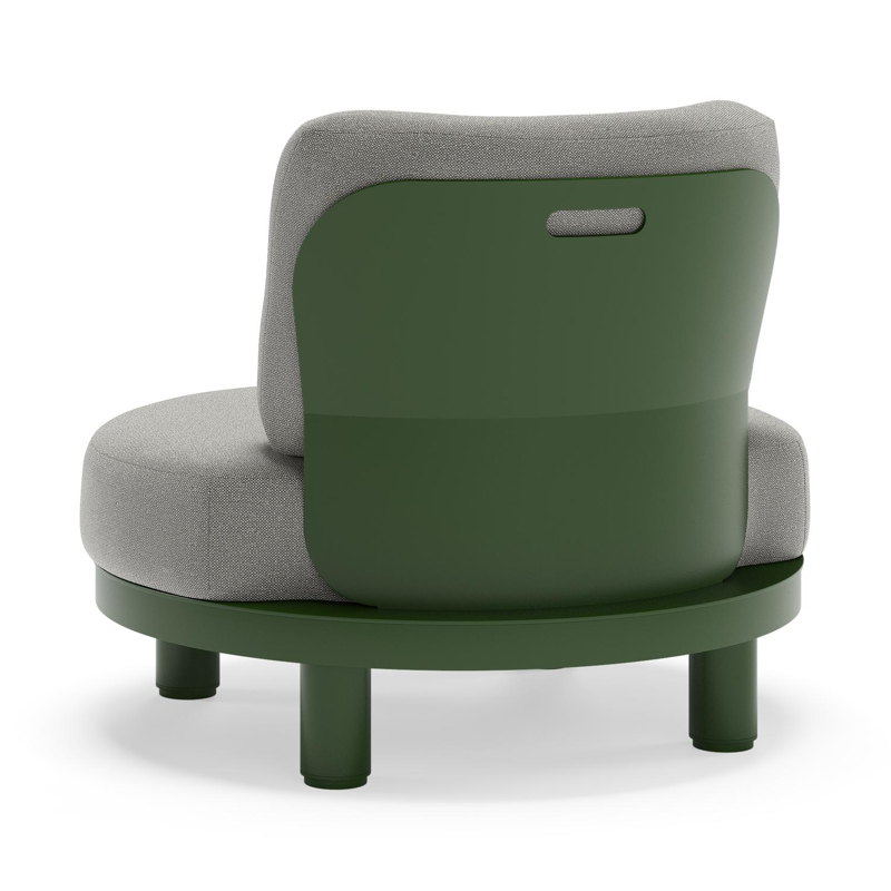 Donato loungestoel in groen aluminium met all weather sunbrella® luxe Savane Zinc kussen