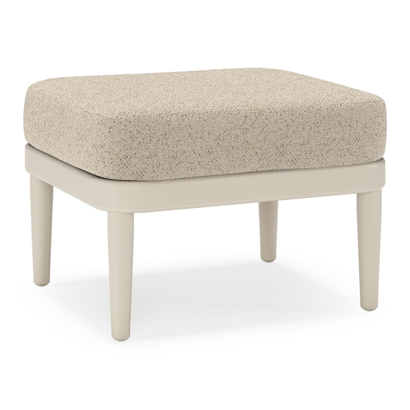 Orso poef in beige aluminium met Bora Desert all weather cosytica kussen