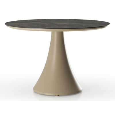 Fano low dining loungetafel rond in beige aluminium en volkeramiek Black Obsession - Dia. 85 x H 55 cm