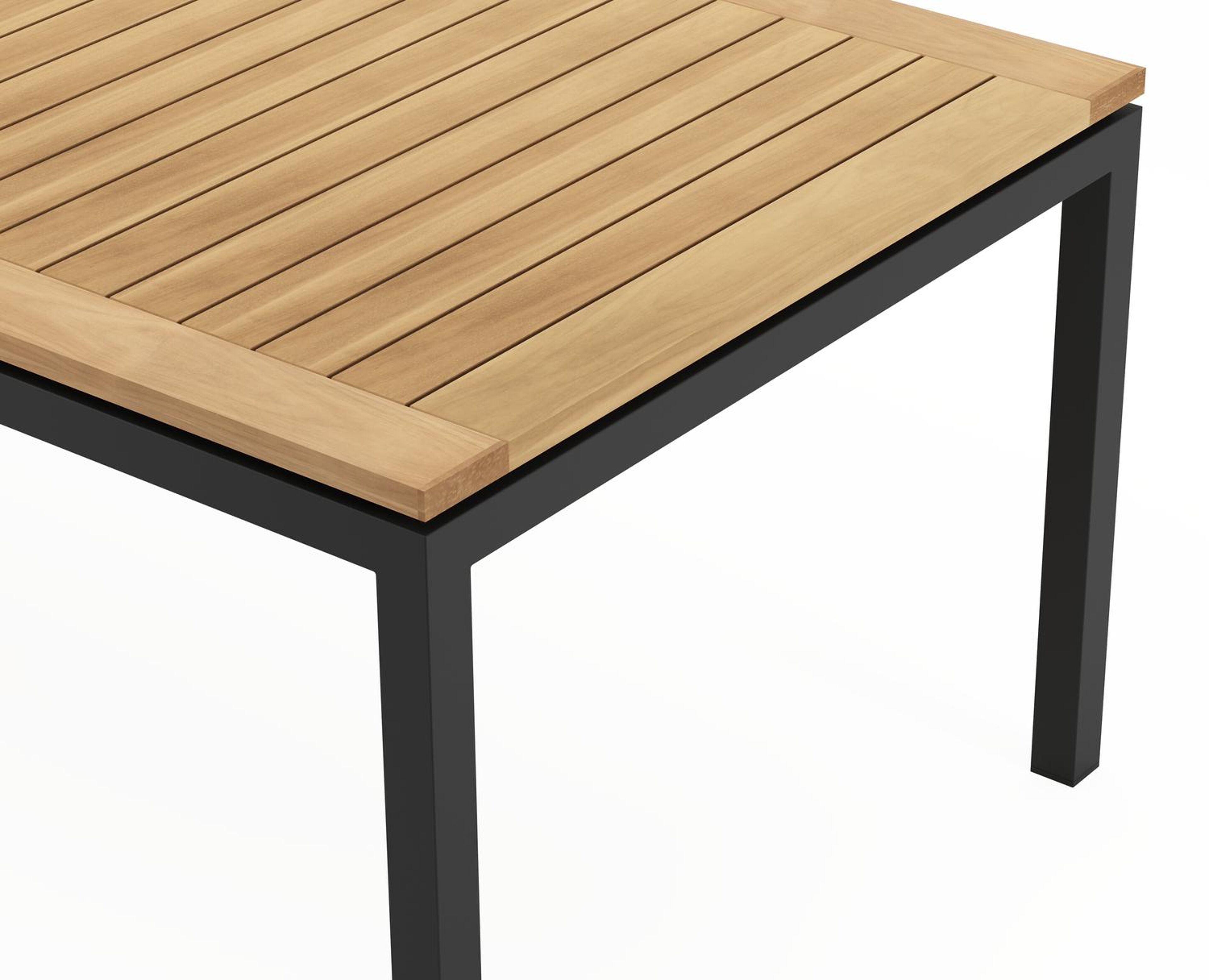 Amalfi verlengbare tuintafel in zwart aluminium en teak - L 200/280 x B 100 x H 75 cm