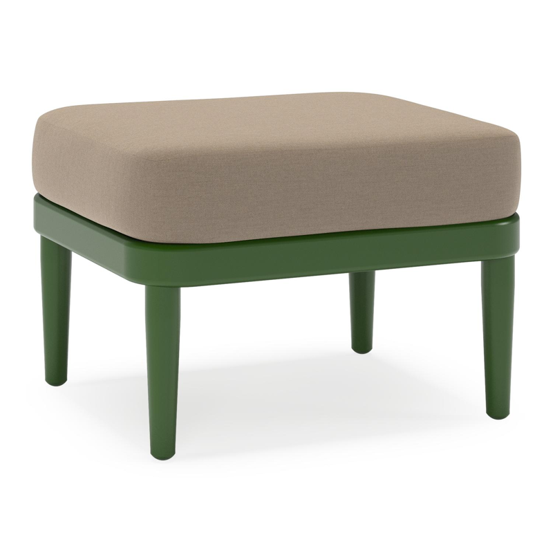 Orso poef in groen aluminium met Natte Heather Grey all weather sunbrella® luxe kussen