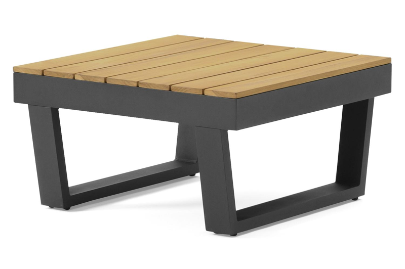 Modica loungetafel in zwart aluminium en teak - L 72 x B 72 x H 38 cm