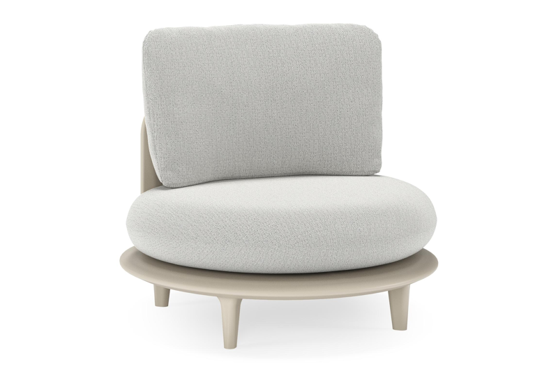 Bomero loungestoel in beige aluminium met savane nimbus all weather sunbrella® luxe kussen