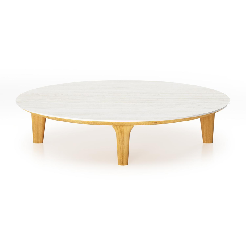 Bomero loungetafel in teak en volkeramiek Calista - Dia. 85 cm