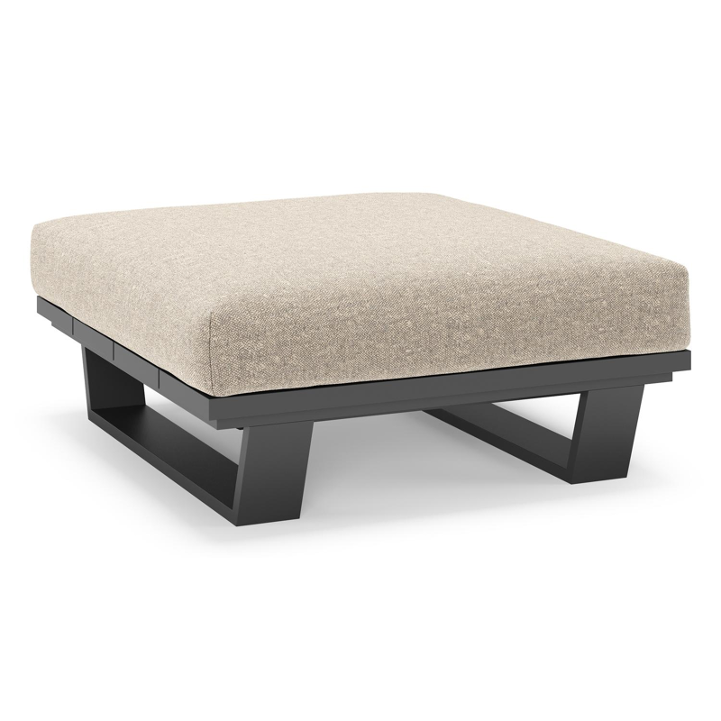 Pagino poef in zwart aluminium met chartres pewter all weather sunbrella® luxe kussen