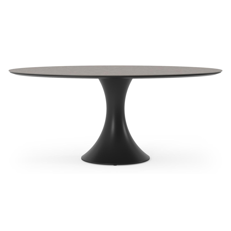 Table de jardin Fano ovale en aluminium noir et céramique pleine wulong - Lg. 180 x Lrg. 110 x Haut. 75 cm