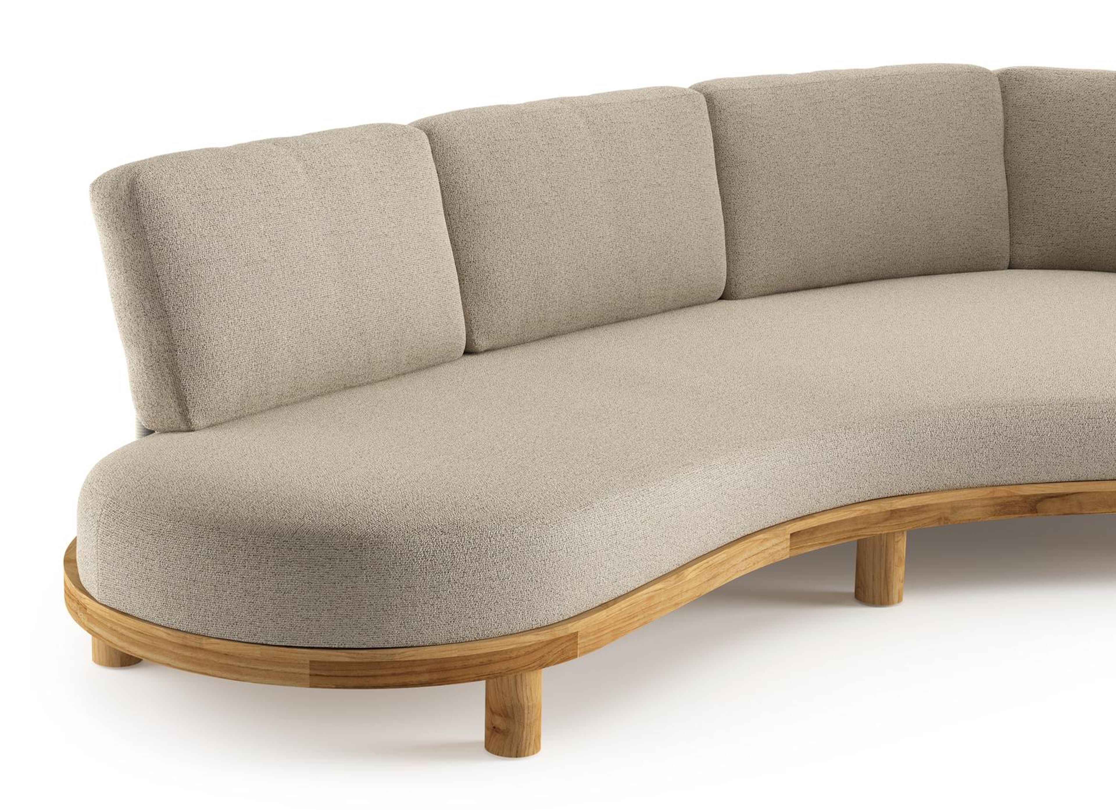 Donato loungebank in teak met marbella beige all weather cosytica kussen