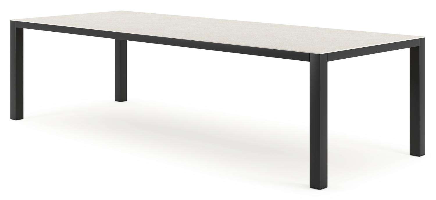 Como tuintafel in zwart aluminium en volkeramiek shilin - L 280 x B 110 x H 75 cm