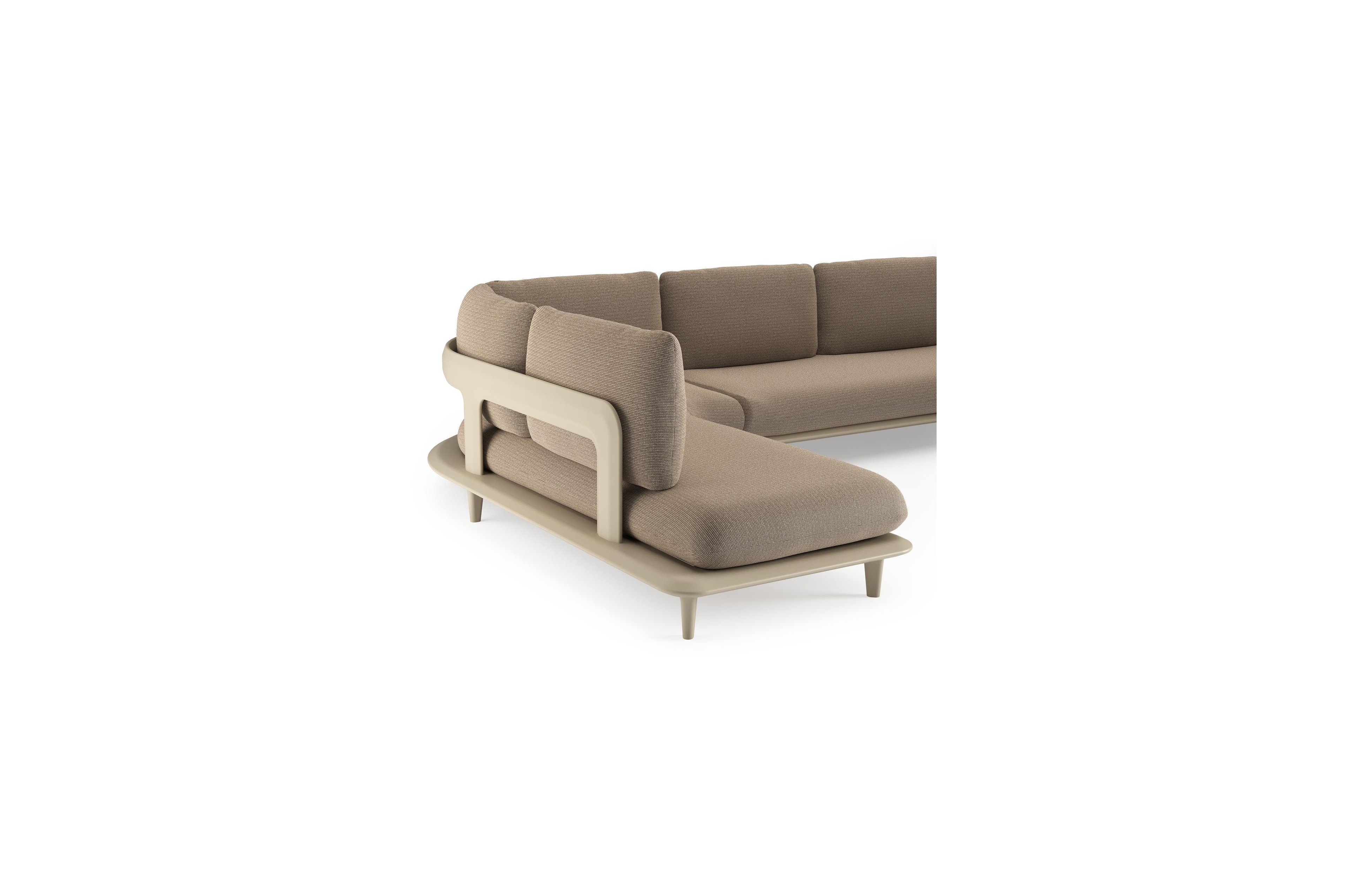 Bomero loungehoek in beige aluminium met firenze earth all weather solica kussen