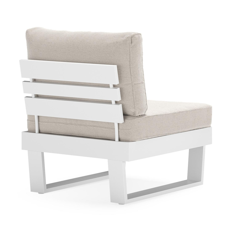 Set van 2 Alora loungestoelen in wit aluminium met beige Weather+ Softtouch kussen