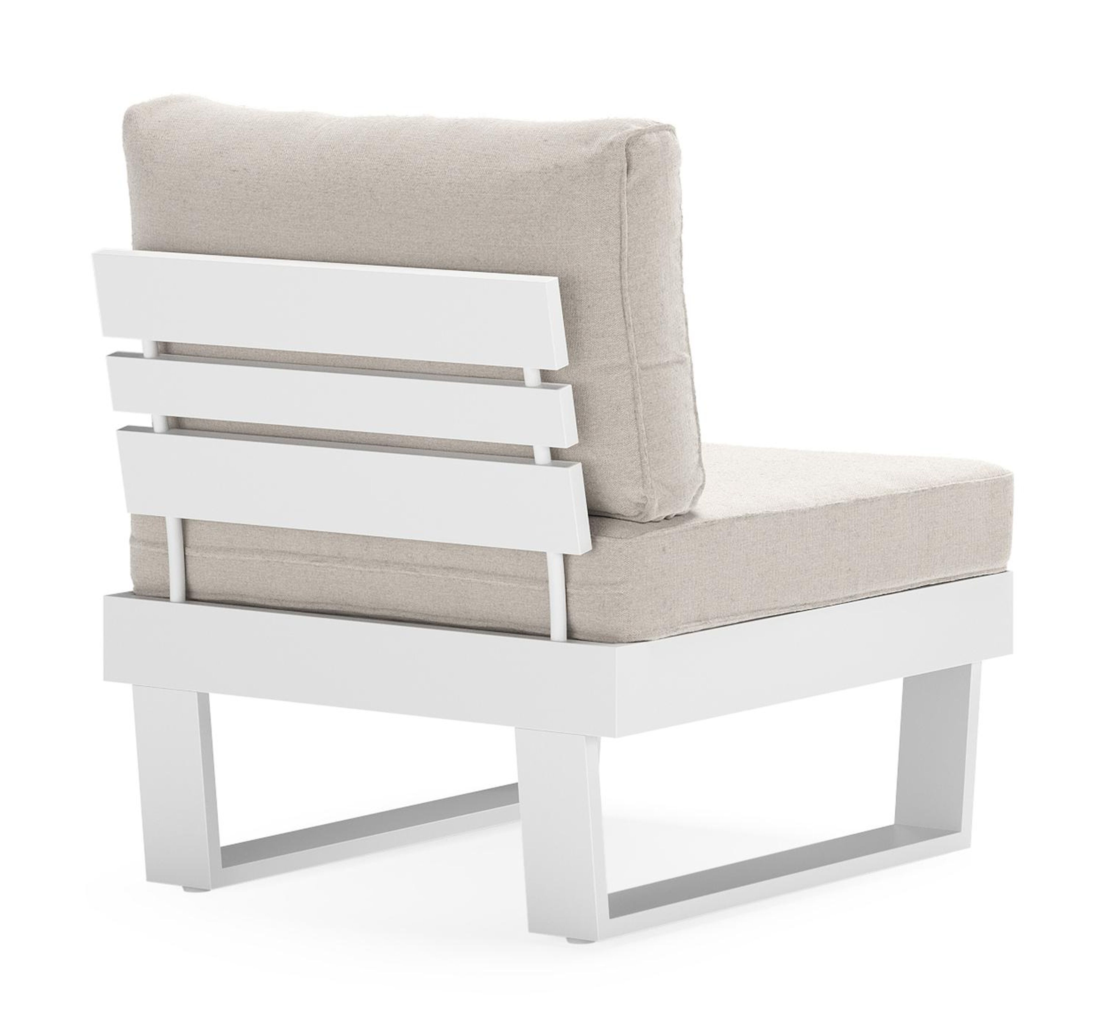 Set van 2 Alora loungestoelen in wit aluminium met beige Weather+ Softtouch kussen