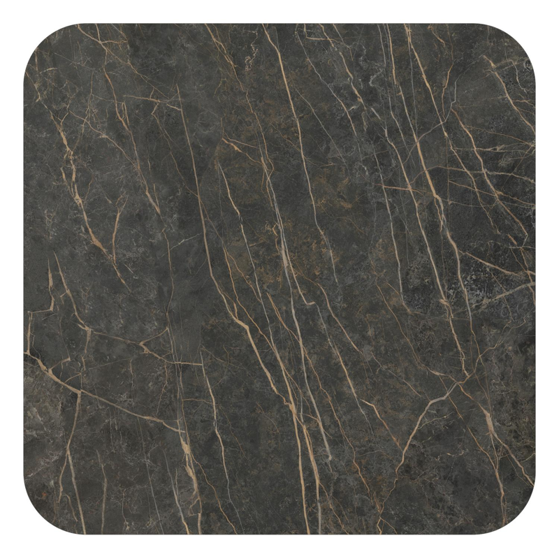 Table de jardin Amico carré arrondi en aluminium beige et céramique pleine Black Obsession - Lg. 148 x Lrg. 148 x Haut. 73.5 cm