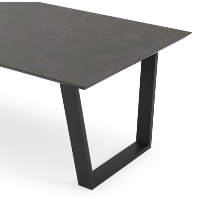 Table de jardin Pagino en aluminium noir et céramique pleine calatorao - Lg 240 x Larg. 100 x H 74,5 cm