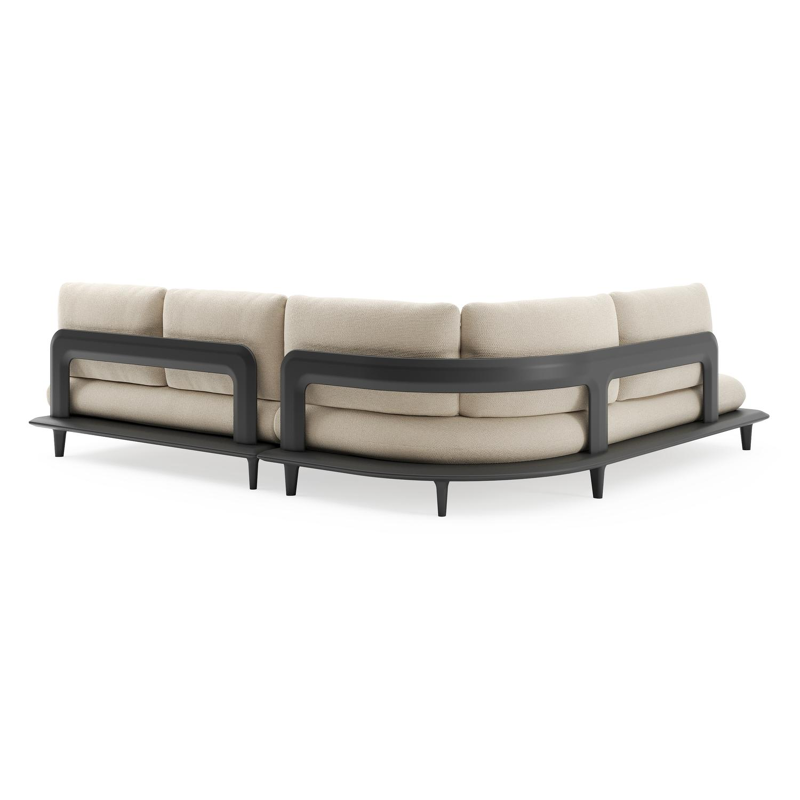 Bomero loungehoek in zwart aluminium met althea chalk all weather cosytica kussen