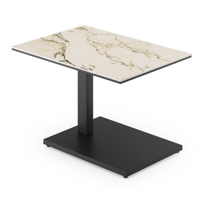 Table d'appoint Cirello Pop-up en aluminium noir et céramique pleine colorado dunes - Lg. 70 x Lrg. 80 x Haut. 66 cm
