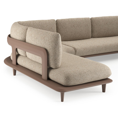 Salon de jardin d'angle Bomero en aluminium taupe et coussins en all weather cosytica bora jungle