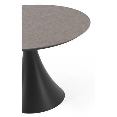 Fano tuintafel rond in zwart aluminium en volkeramiek wulong - Dia. 110 x H 75 cm