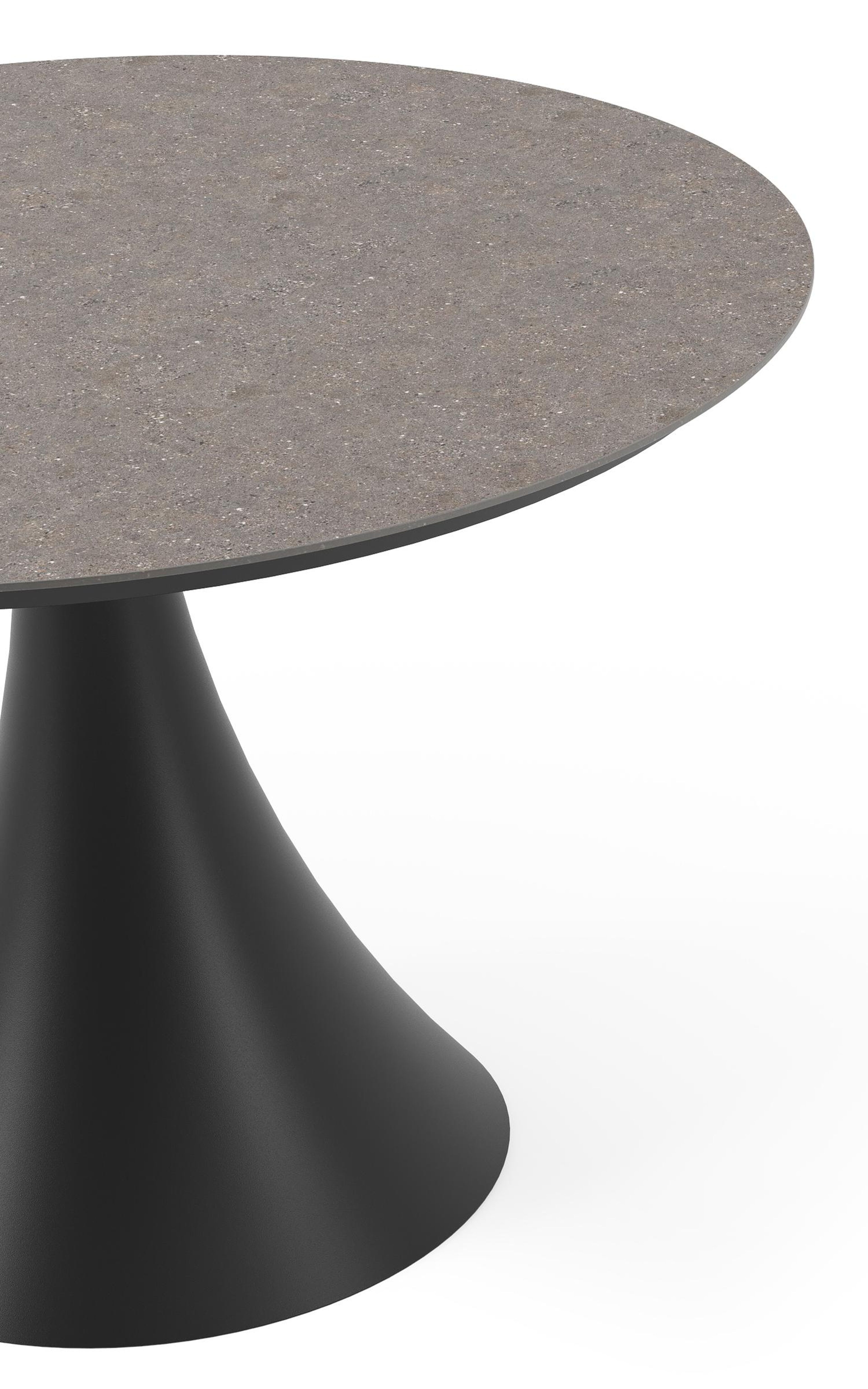 Fano tuintafel rond in zwart aluminium en volkeramiek wulong - Dia. 110 x H 75 cm