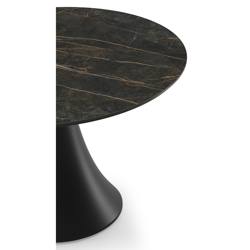 Fano low dining loungetafel in zwart aluminium en volkeramiek black obsession - Dia. 85 x H 55 cm