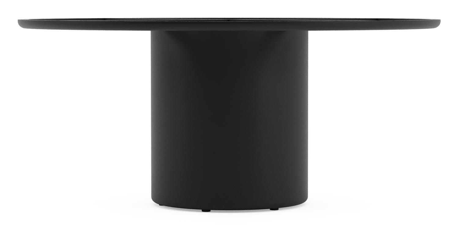 Amico low dining tuintafel rond in zwart aluminium en volkeramiek Colorado Dunes - Dia. 148 x H 61 cm