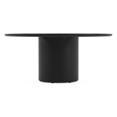 Amico low dining tuintafel rond in zwart aluminium en volkeramiek Rapolano - Dia. 148 x H 61 cm