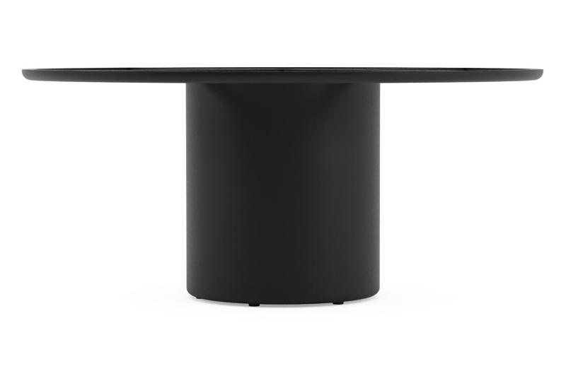 Amico low dining tuintafel rond in zwart aluminium en volkeramiek Shilin - Dia. 148 x H 61 cm