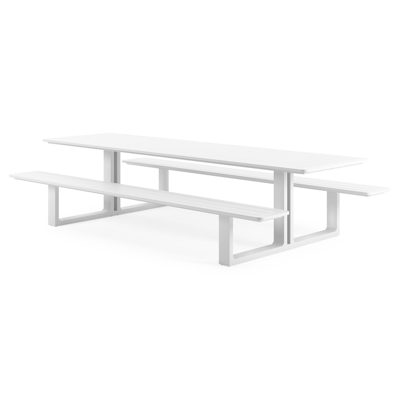 Merano picknicktafel in wit aluminium - L 300 x B 181 x H 73 cm