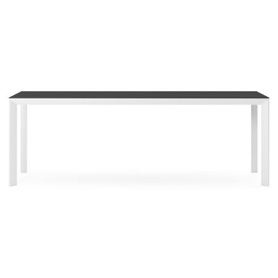 Table de jardin Malito rectangulaire en aluminium blanc et céramique pleine Nero Black - Lg. 220 x Lrg. 70 x Haut. 75 cm